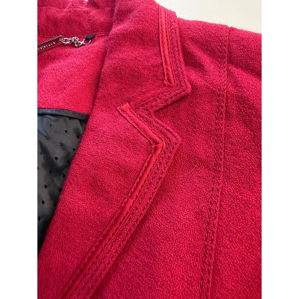 White House Black Market WHBM Womens Sz 6 Red Wool Blend Waist Blazer - Picture 6 of 8